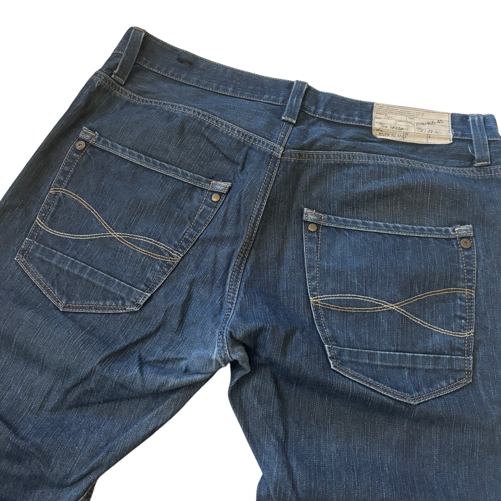 River Island Dark Blue Wideleg Flared Jeans 2