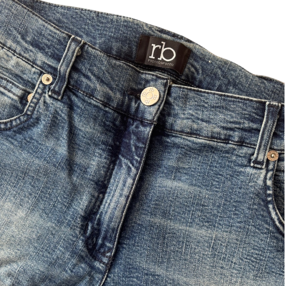Roccobarocco Light Blue Print w/ Dimonds Jeans 4