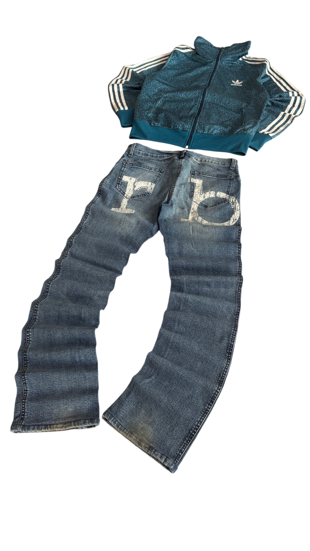 Roccobarocco Light Blue Print w/ Dimonds Jeans 5