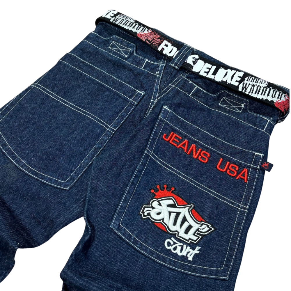 USA Jeans Deep Blue Embroidery Pocket Jeans 2