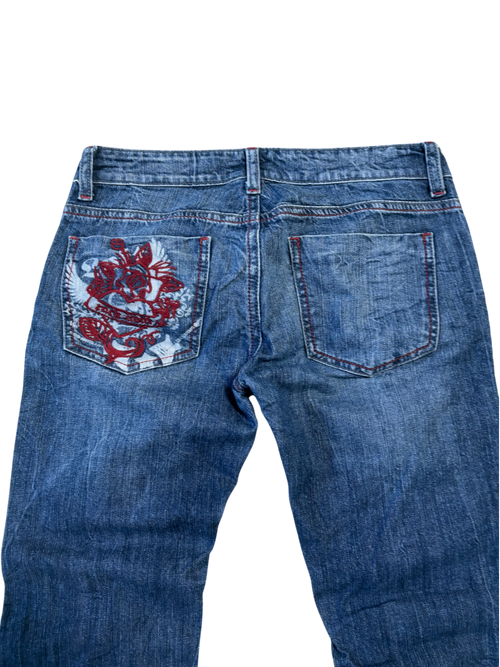 Loft Rose Print Light Blue Jeans
