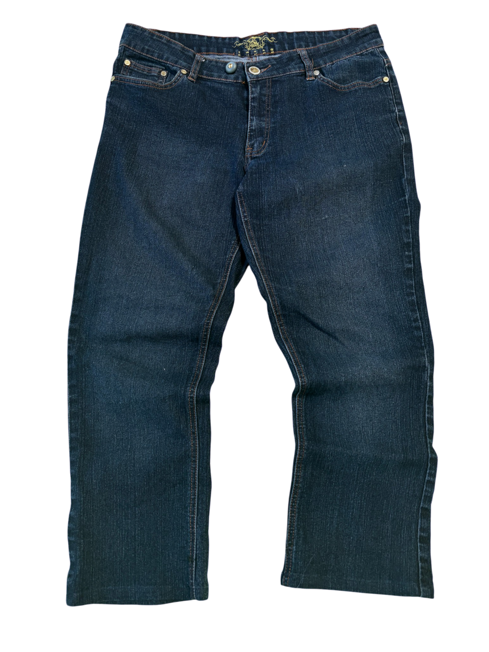 Dark Blue Y2K Orange Pocket Jeans 4