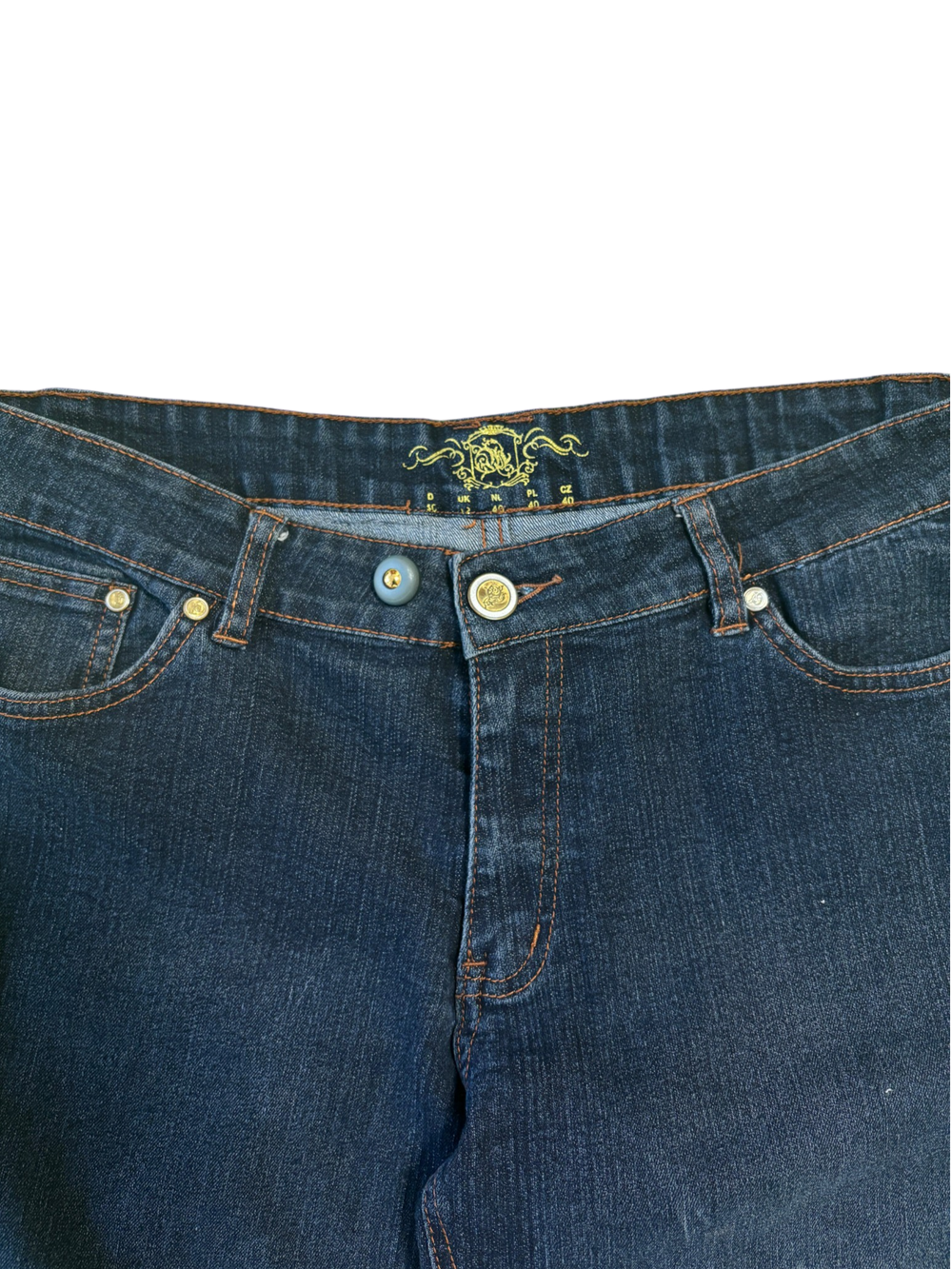 Dark Blue Y2K Orange Pocket Jeans 3