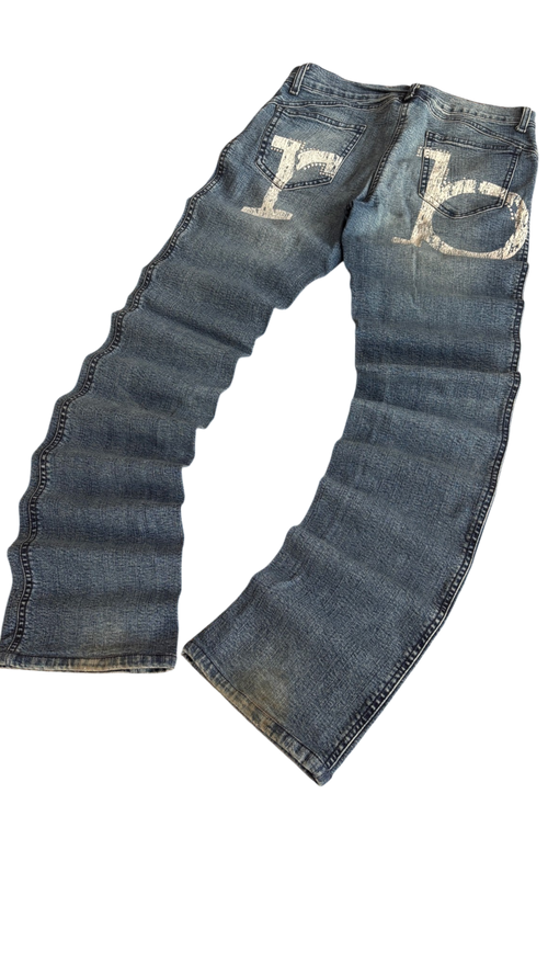 Roccobarocco Light Blue Print w/ Dimonds Jeans
