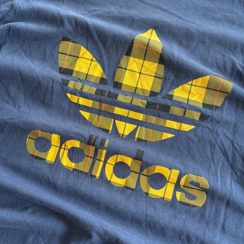Adidas Yellow Logo Washed Dark Blue Tee 2
