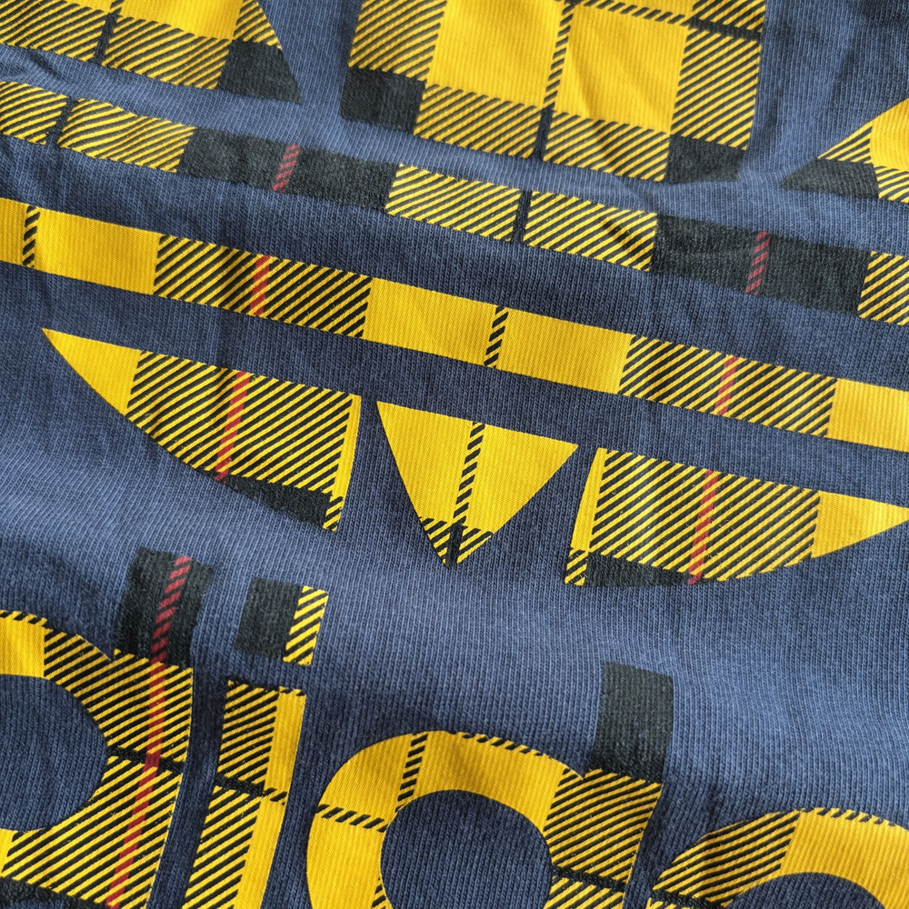 Adidas Yellow Logo Washed Dark Blue Tee 3