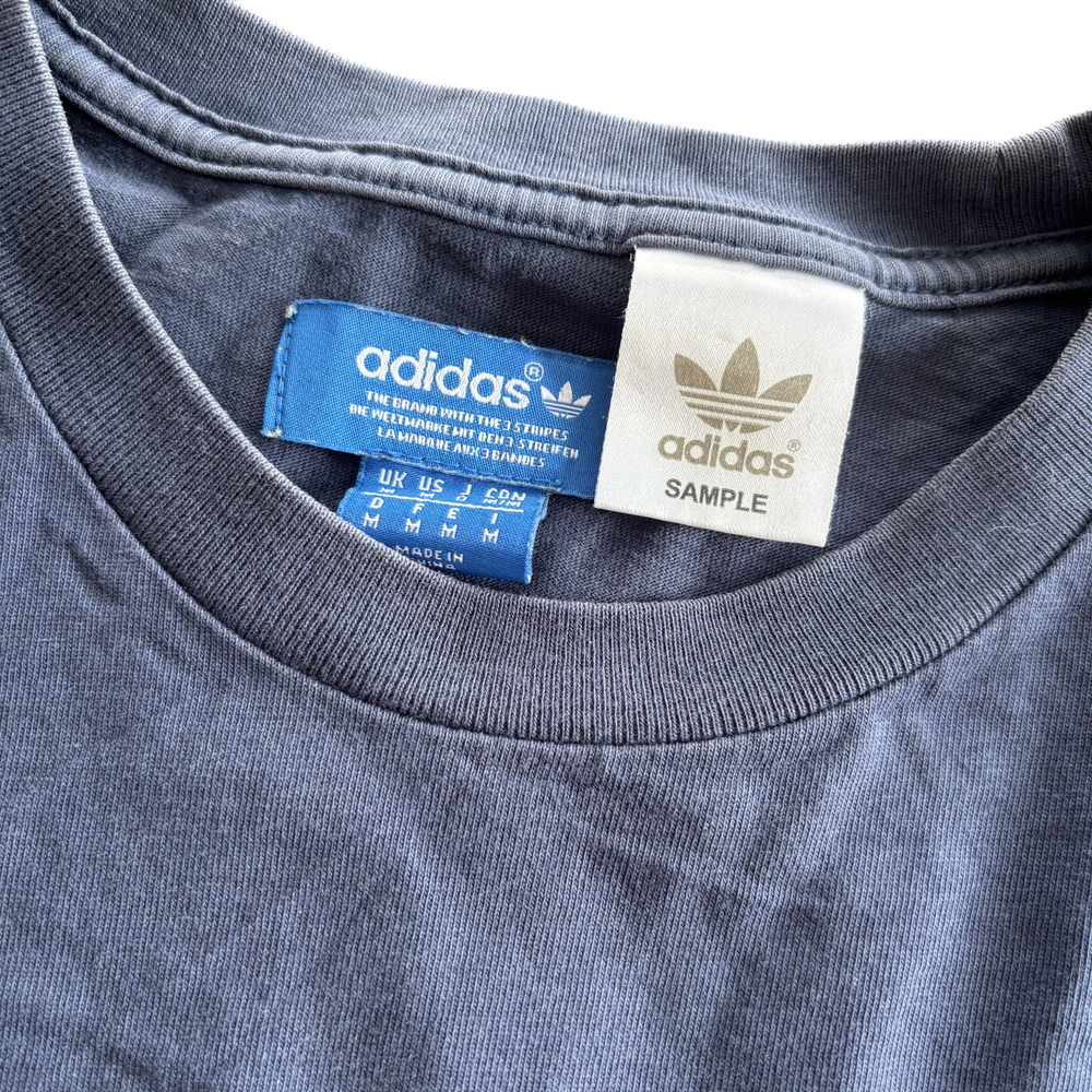 Adidas Yellow Logo Washed Dark Blue Tee 4